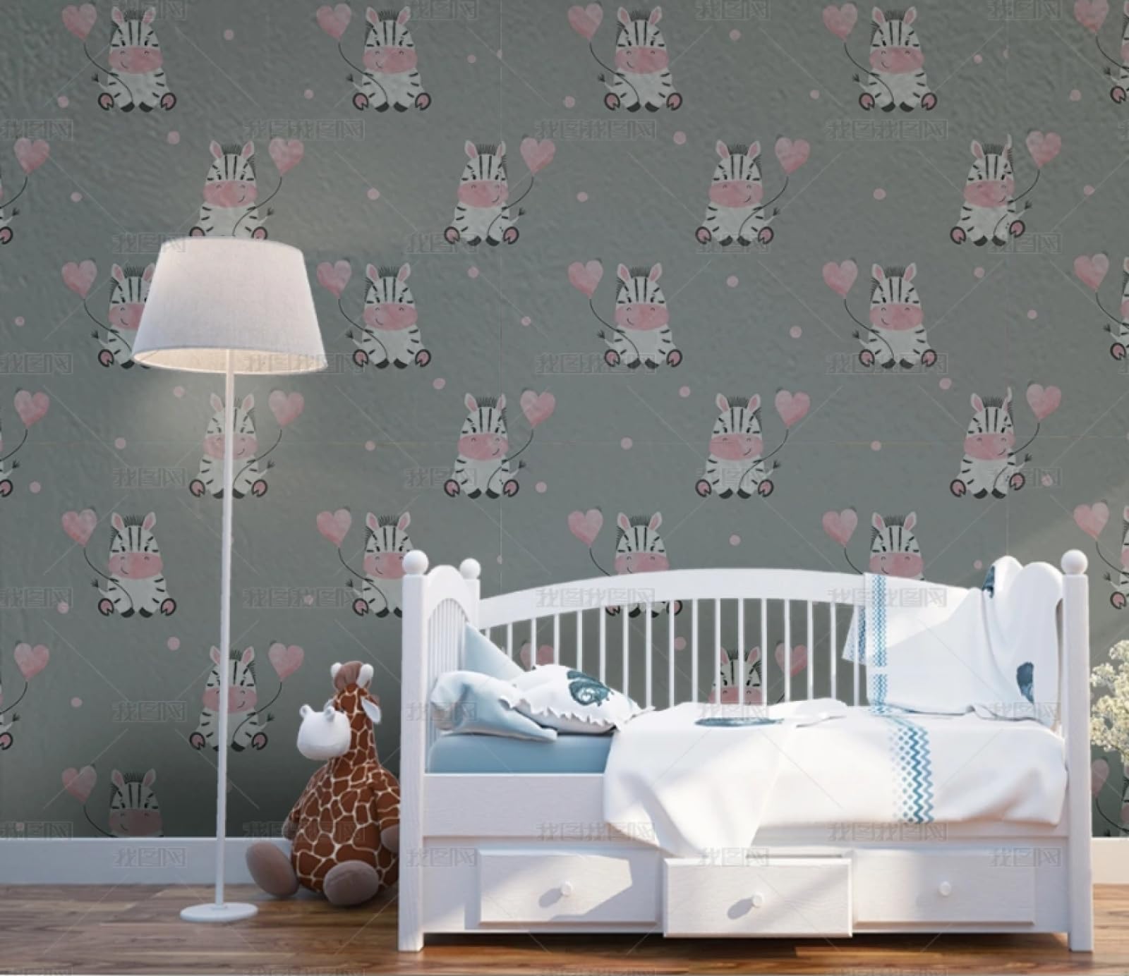 Papier peint zèbre gris adhésif pour décorer la chambre d'enfant et les armoires du salon