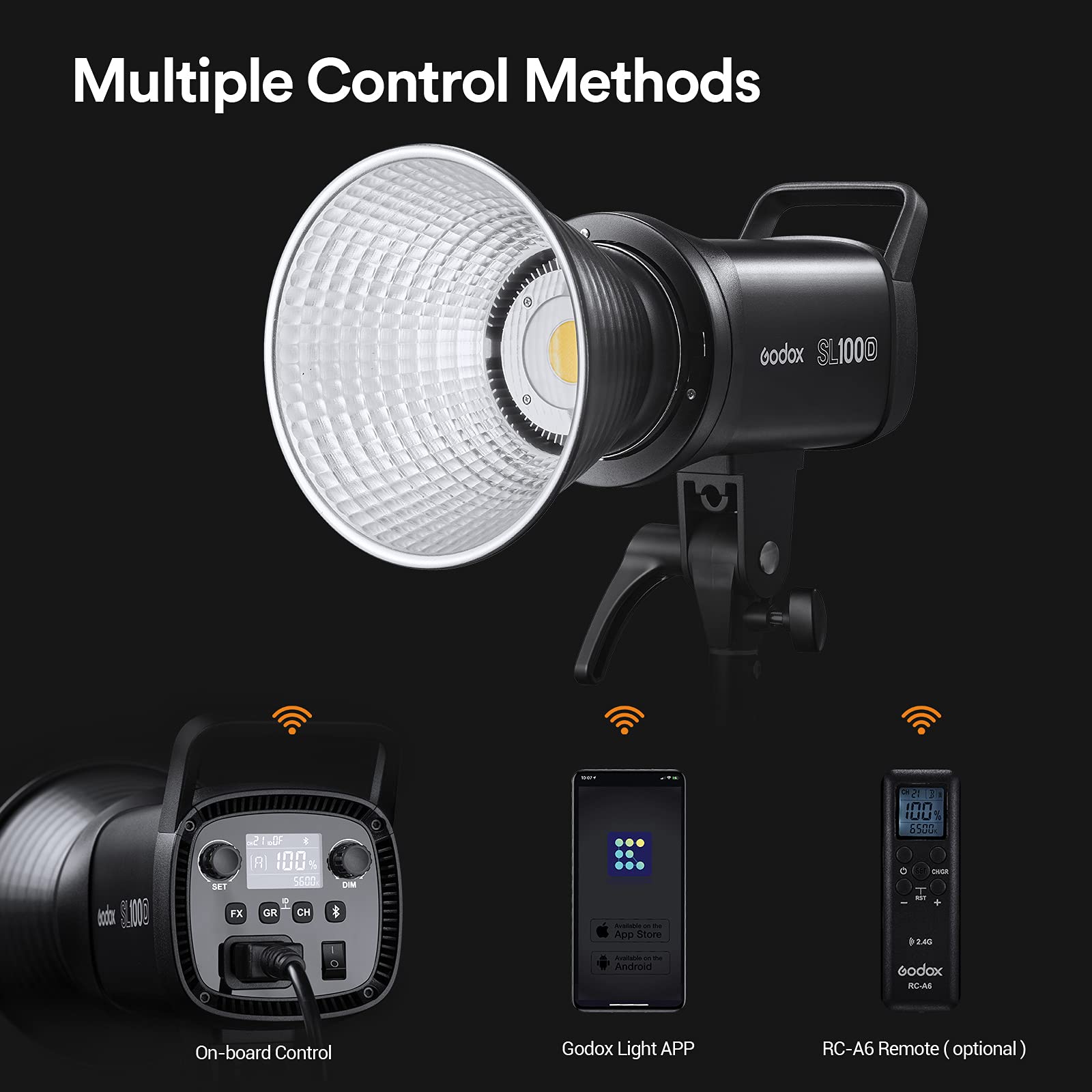 GODOX SL100D Luce Video LED 100W 5600K CRI96 TLCI97 Studio Light | Uscita Continua, 8 Modalità FX, Bowens Mount, per Video di Youtube Pubblicità e Scene Di Movimento Lento