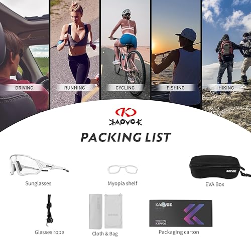 Miniatura 6 de KAPVOE Gafas de ciclismo fotocromáticas para hombres y mujeres, gafas de sol para bicicleta de montaña MTB, para bicicleta de montaña Clear - K9408