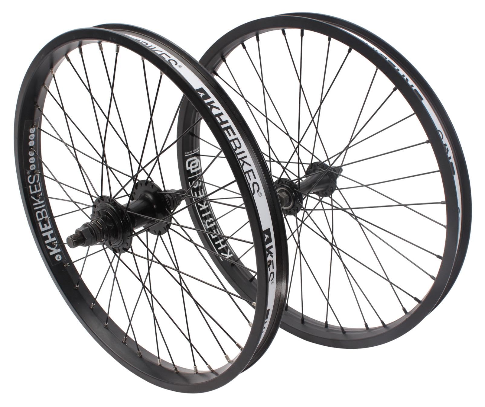 KHE MVP - Juego de ruedas BMX de 20 pulgadas, 10 mm, delanteras, 14 mm traseras, cassette 9T RHD, llantas de doble cámara, rodamientos industriales, color negro