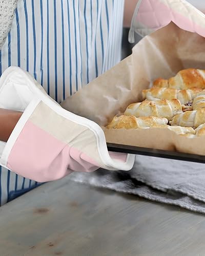 Miniatura 6 de Christmas Pink 2Pcs Pot Holders for Kitchen,Non Slip & Heat Insulation Terry Cloth Potholder Set with Pocket,Thick Hot Pad Oven Mitts Trivet Coaster