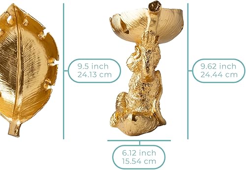 Miniatura 7 de Adorable bandeja de dulces "Monkey" hecha de resina, escultura de mono con plato de hojas divididas para aperitivos, nueces, dulces y más, soporte