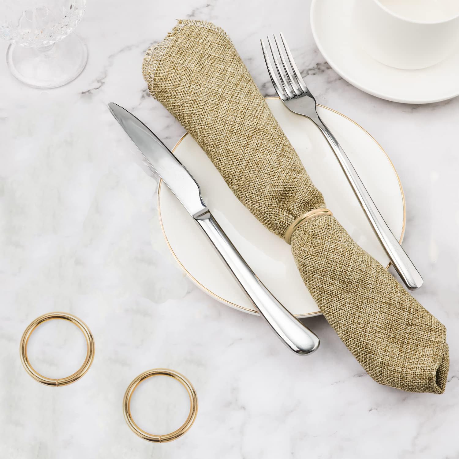 Goldene Serviettenringe – 80 Stück Edelstahl-Serviettenringe, goldfarbener Rotunditäts-Metall-Serviettenring für Tischdekoration, Hochzeit, Weihnachten, Party, Esstisch