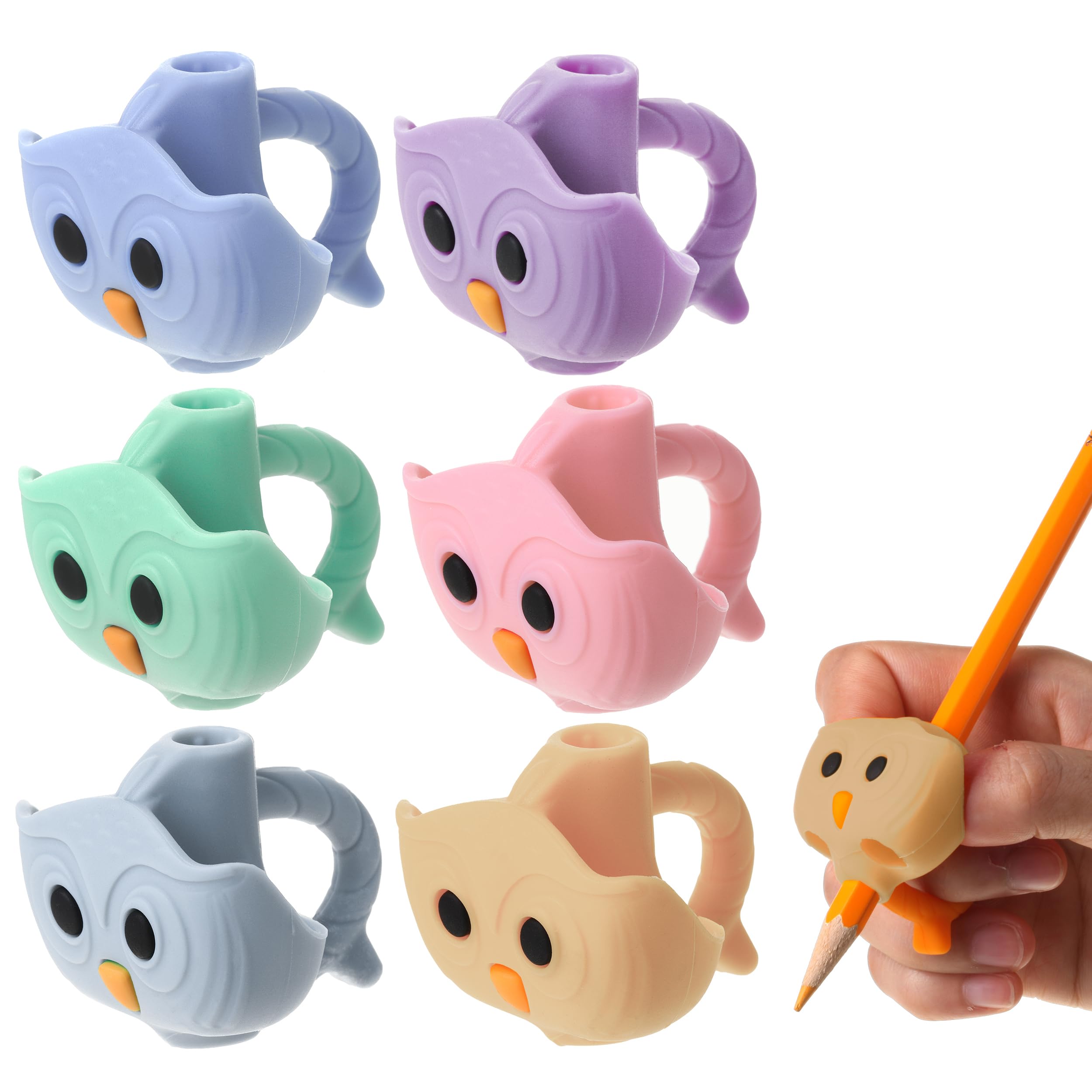 Mr. PenOwl Pencil Grips, 6 pcs, Morandi Colors Pencil Grips, Cute Pencil Grips, Pencil Grips for Kids Handwriting, Pencil Grips for Kids, Finger Grips for Pencils, Writing Aids for Kid