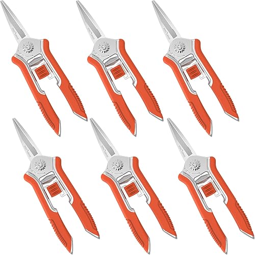 FLORA GUARD Tijeras florales de 6.5 pulgadas, aleación de zinc con mango de goma, hoja dentada para corte rápido, adecuadas para colocación de