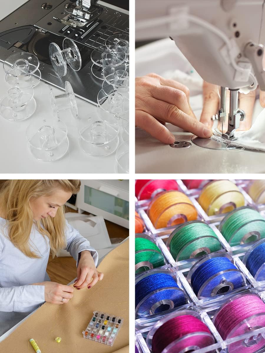 Mandala Crafts Empty SA156 Bobbins for Brother Sewing Machine, 36 Clear Plastic Class 15j Bobbins Compatible with Singer, Kenmore, Bernina, Janome, Elna