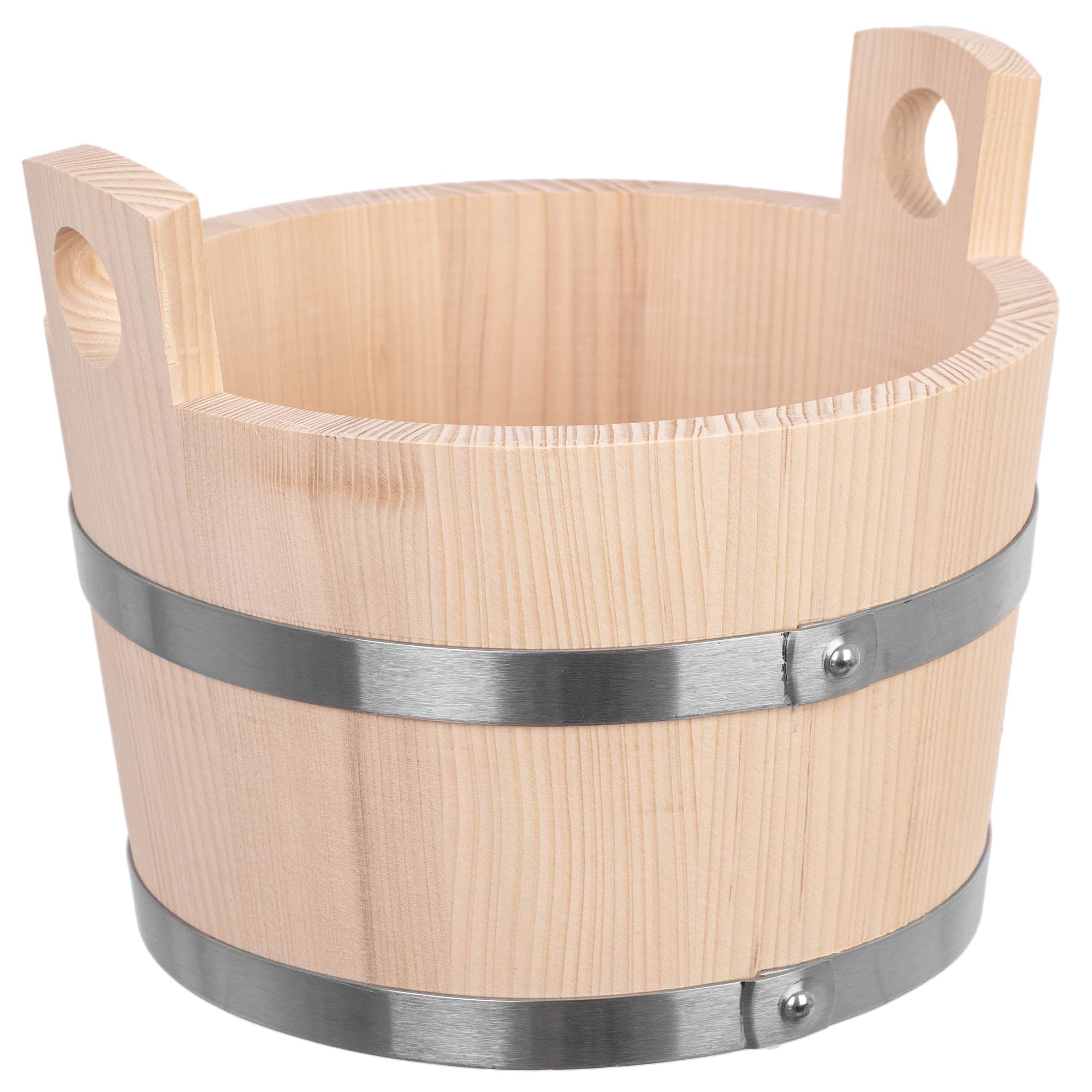 KADAX Saunakübel aus Holz, 5 Liter, Holzeimer mit Griffen, Saunaeimer für Aufgüsse, Eimer aus Naturholz, Holzkübel für Sauna, Blumenkübel, Saunazubehör (22 x 26 cm)