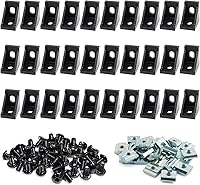 Vista 10 de 10 Conjuntos de Conector de Esquina de Extrusión de Aluminio 2020 Serie 20 Placa de Unión de Ranura en T y V Hardware Conector en L con Tuercas en T