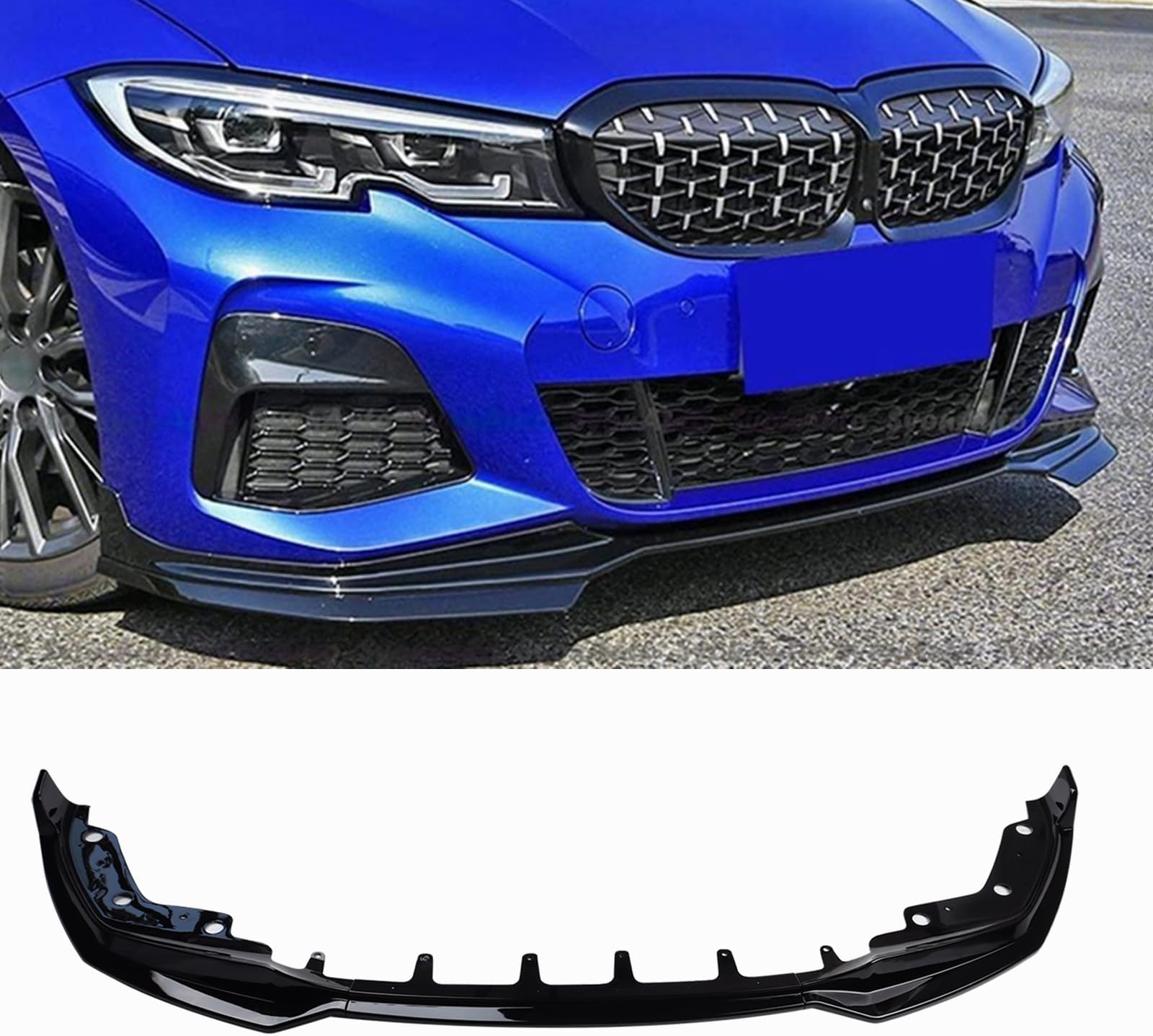 Glossy Black 3PS Front Lip Compatible with 2019-2022 BMW 3 Series G20 MP Style Front Bumper Lower Lip Splitter Spoiler