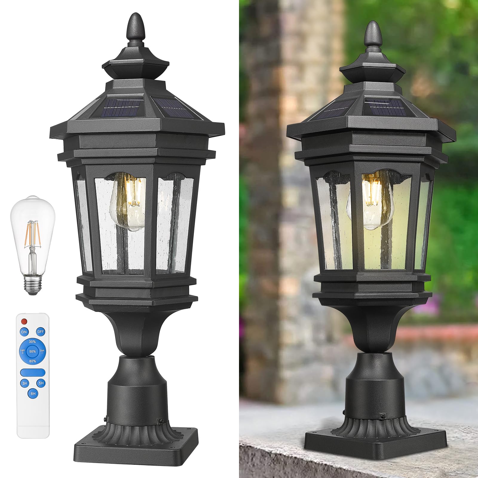 Darkaway Solar Post Lights Lamp Outdoor Pole Light Fixture, Dusk