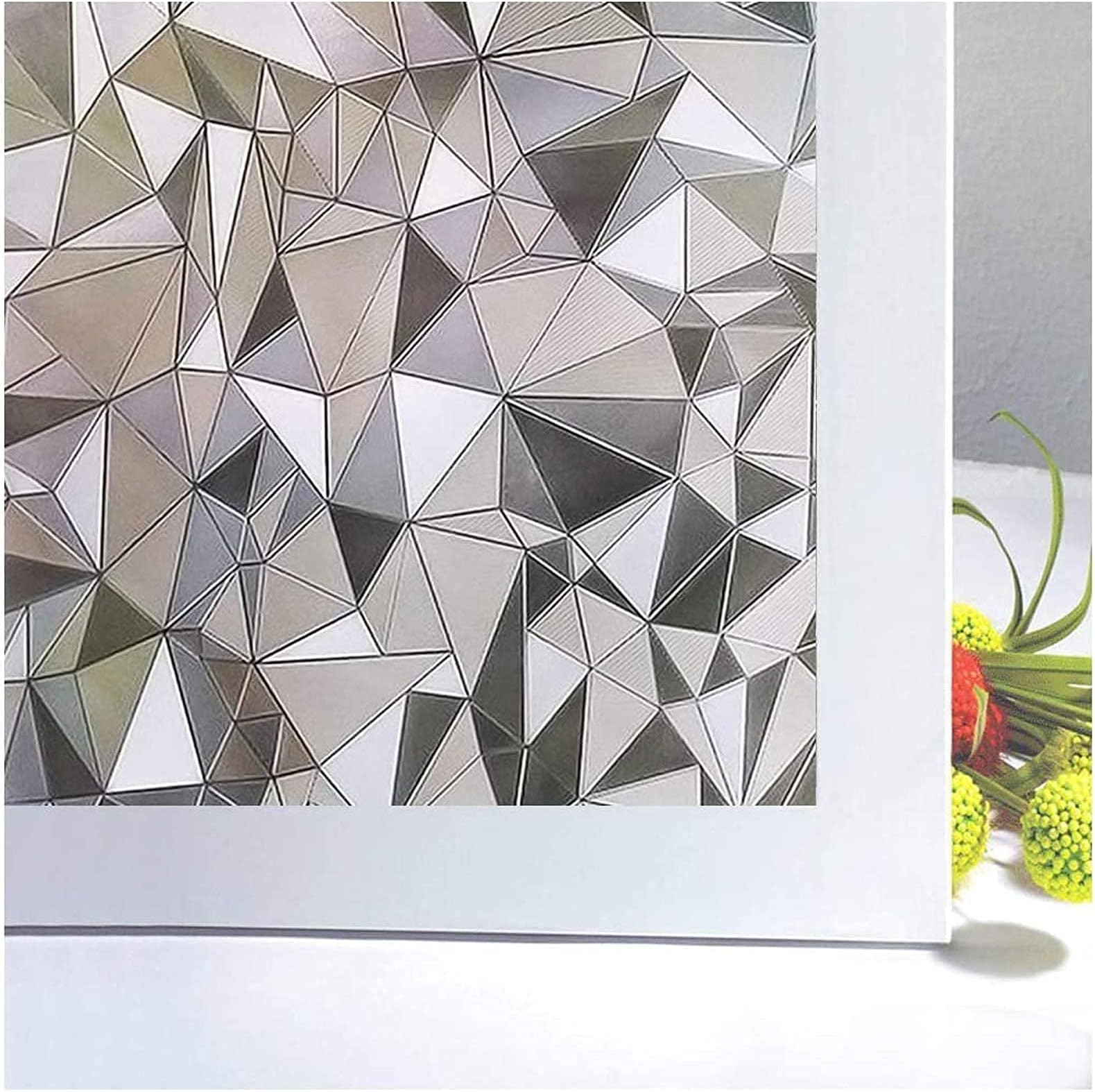 NIVIY Window Privacy Film 3D No Glue Static Cling Frosted Glass Window Film for Bathroom Office Kitchen Door Decor, Heat UV Blocking Window Coverings 17.7"x 78.7"