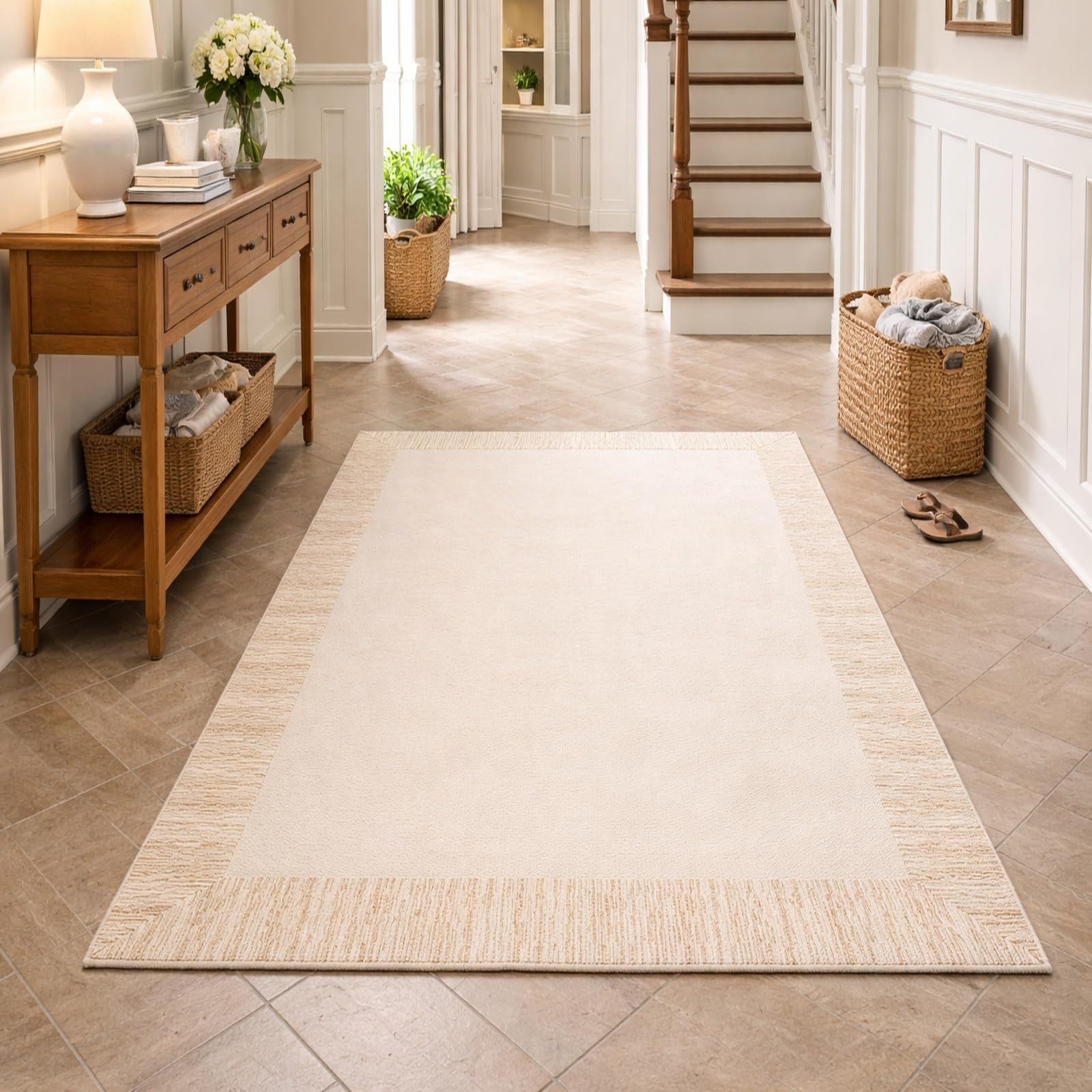 Teppiche Wohndeko für Wohnzimmer Schlafzimmer Aesthetic Room Decor,Abstrakt Beige, 155 x 200 cm