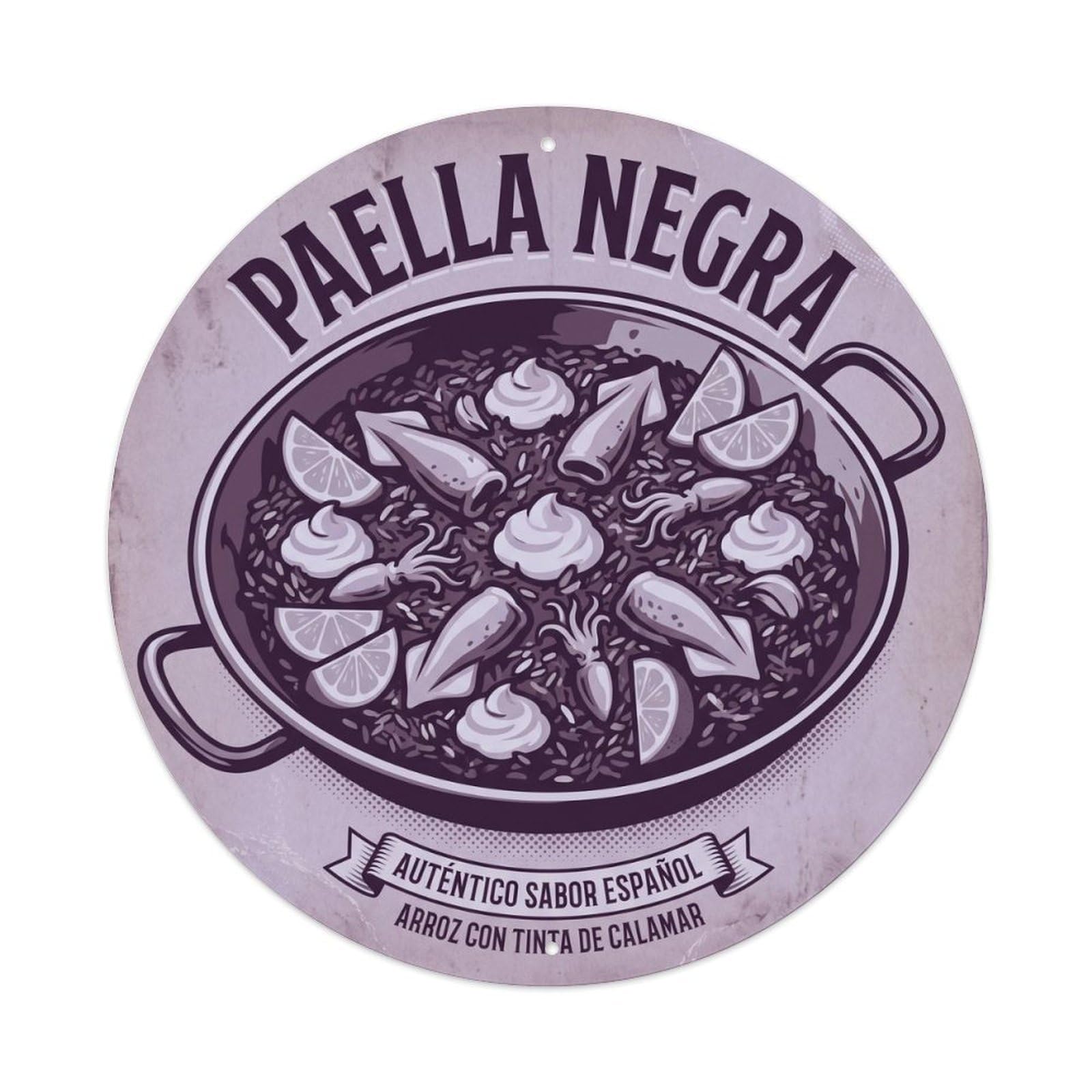Spain Travel Black Paella Seafood Cuisine Metal Tin Sign