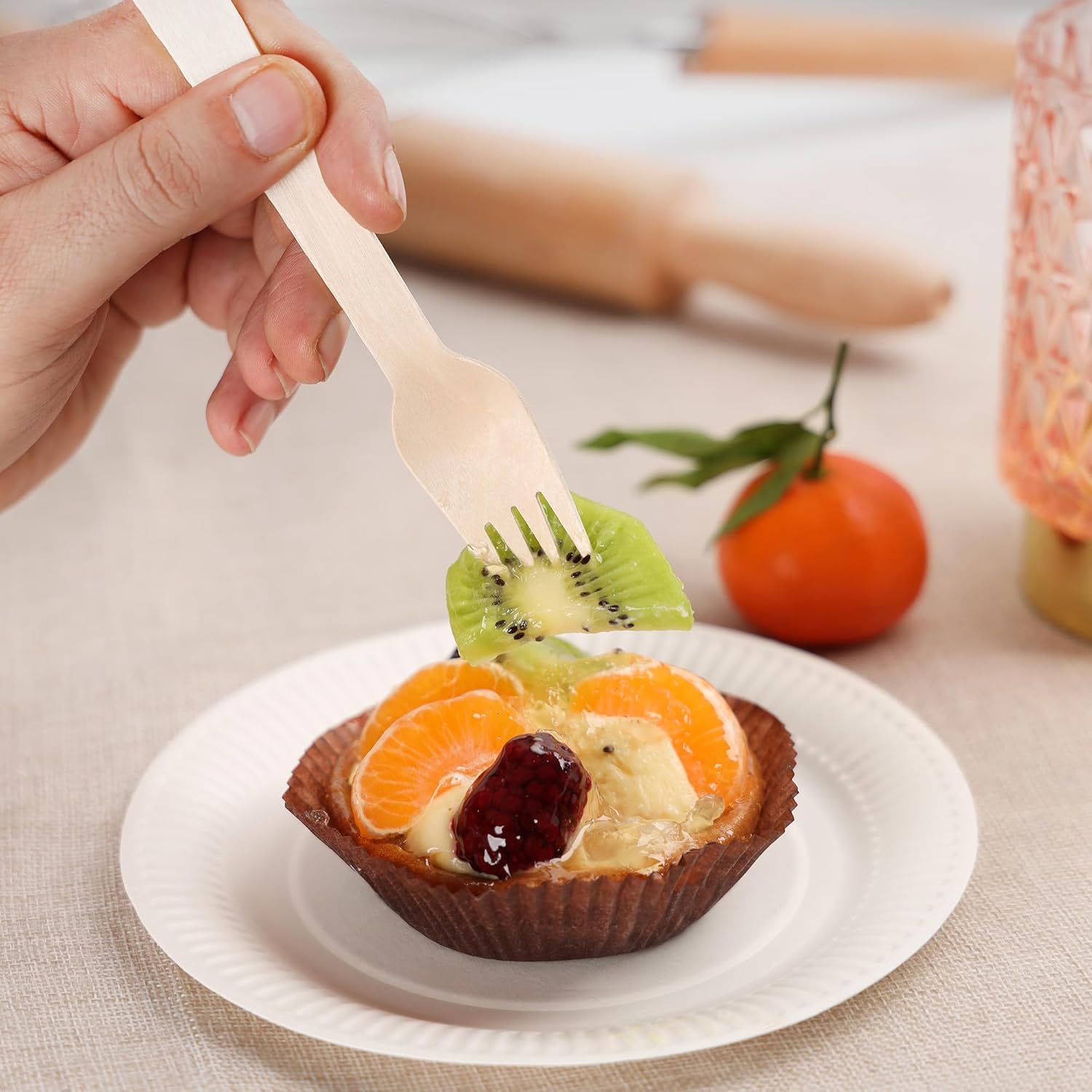 Pantry Value [Case of 1200] Disposable Wooden Forks, Splinter-free Biodegradable, Eco-friendly Utensils for Outdoors, Parties, and events