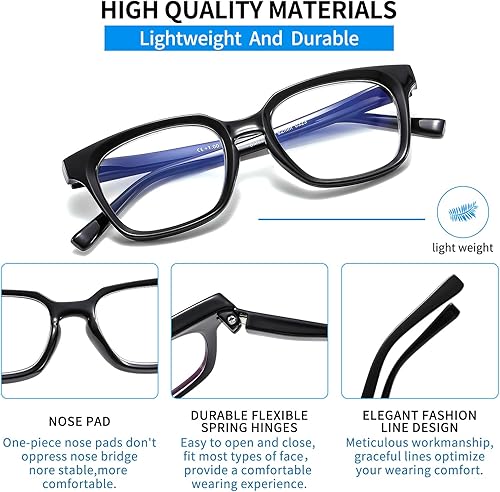 Miniatura 3 de Suertree Gafas de lectura con bloqueo de luz azul, lentes de lectura para mujeres y hombres, lentes antirreflejos, marcos de moda, paquete de 4