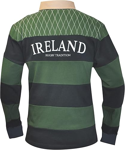 Miniatura 2 de Croker - Camiseta de rugby tradicional de rayas verdes y azul marino, polo de algodón de manga larga, marino