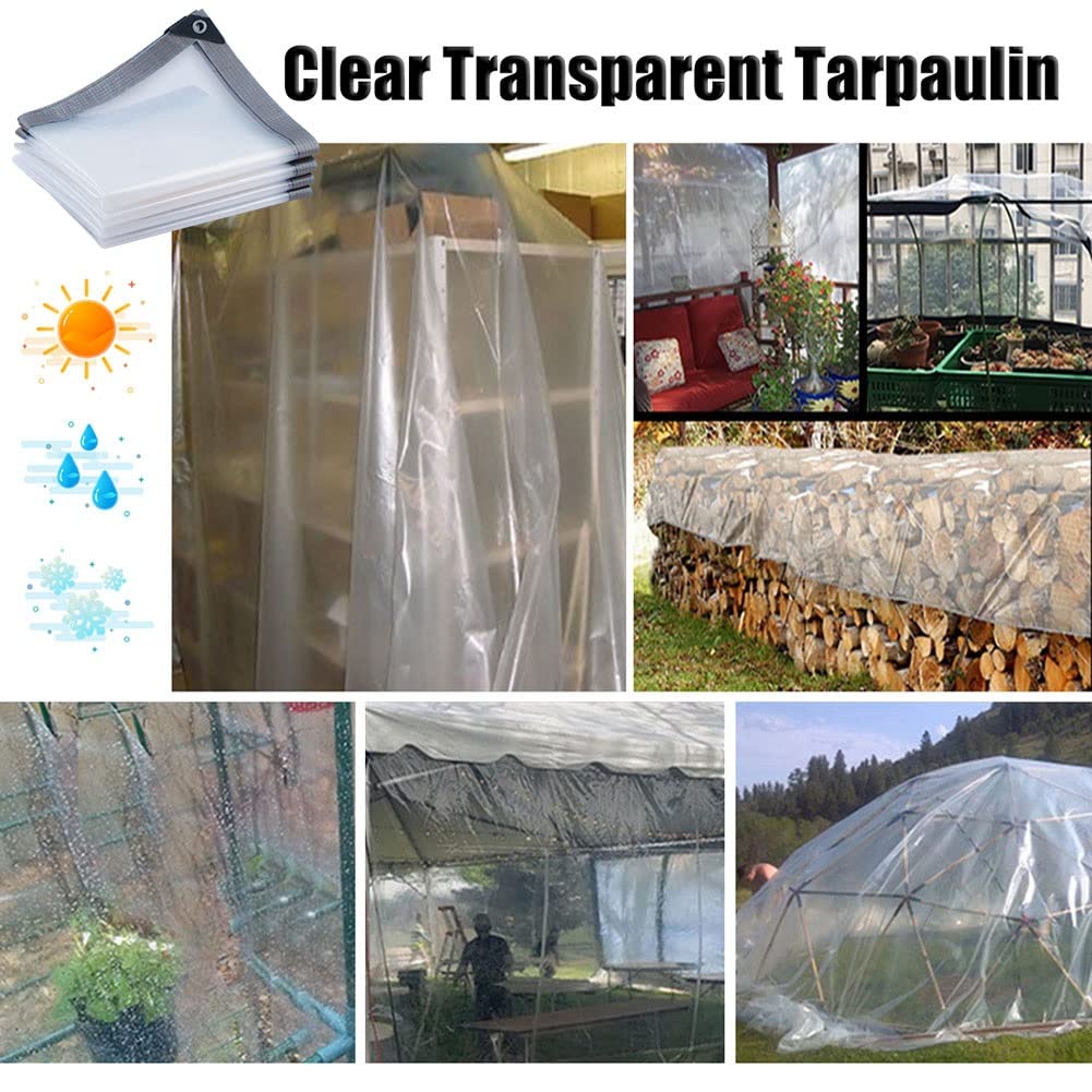 Transparente Abdeckplane Plane wasserdicht 1m,2m,3m,4m, Regenschutzplane für Garten Pflanzen überdachung,Kunststoffplane Holzplane staubdicht wetterfest (3X5m)