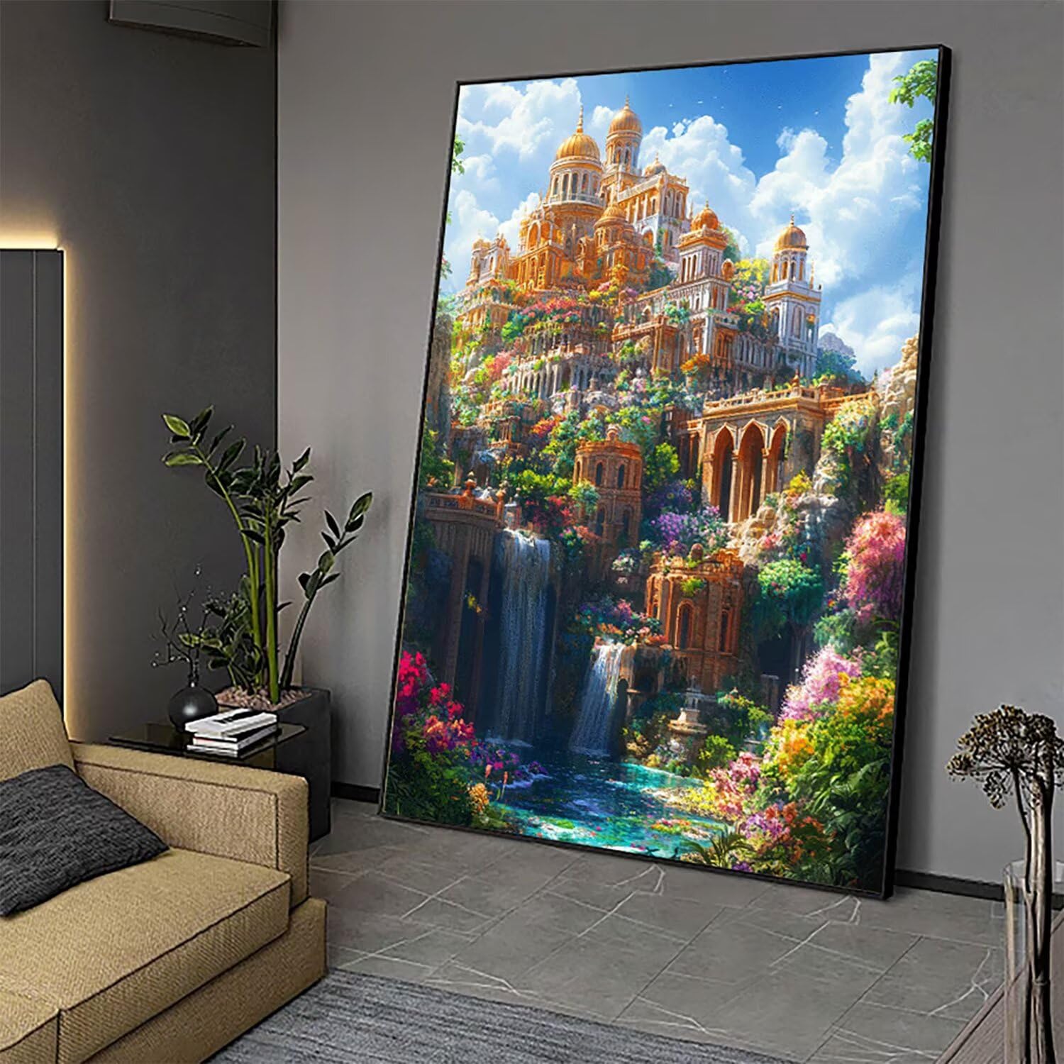 Malowanie diamentami Zamek Diament Malarstwo Dream Kompletny zestaw, 5D Diament Malarstwo Haft krzyżykowy Kryształ Rzemiosło artystyczne dla dorosłych Dzieci Początkujący Dekoracja domu Mural 60 x 90