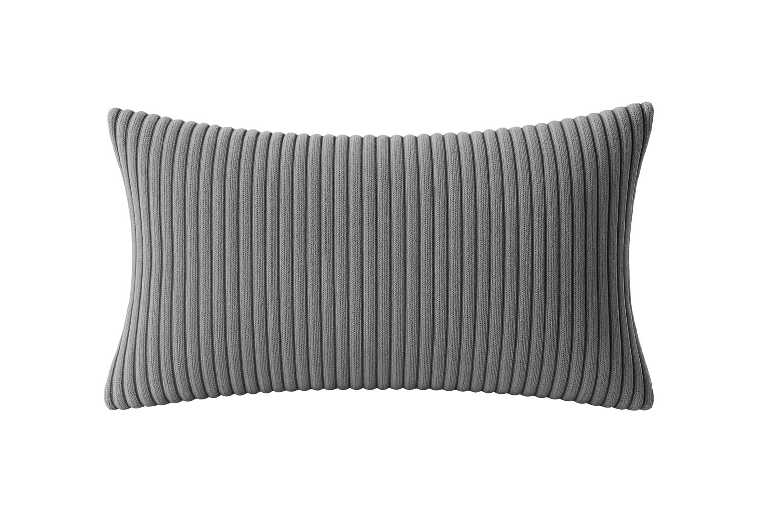 YIJIAJY Decorative Corduroy Throw Pillow, Cushion Cover, Ribbed Texture, Rectangular- (Dark grey)