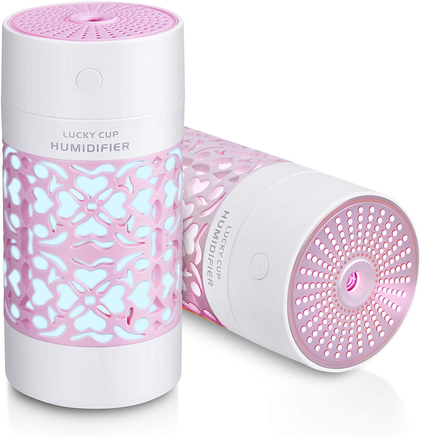 Magic Cool Mist Humidifiers Essential Oil Diffuser Aroma Air Humidifier with Led Night Light Colorful Change for Car, Office, Babies, humidifiers for home (Lucky Cup Humidifier, Pink)-image-38