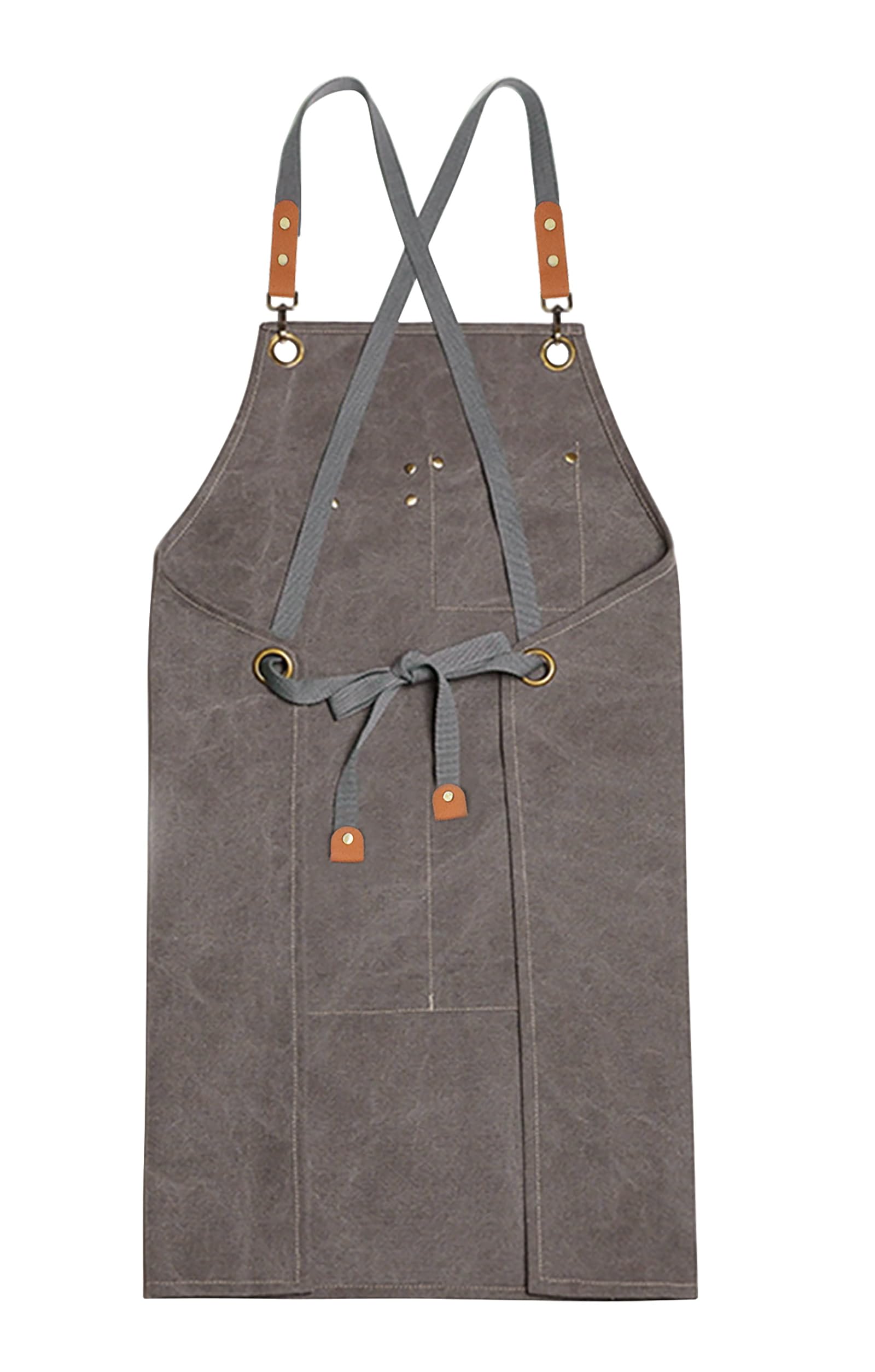 Nanxson Canvas Work Aprons for Men with Pockets Tool Apron for Gardening Restaurant Chef Apron, Grey - Image 2