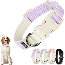 Dog Collar Large Dog Collars Adjustable 35-50 cm for Dogs Small Medium Large Dog Collar Soft Cord Outer Layer Cotton Inner Layer Made of Dog Collar for Training Purple-M
