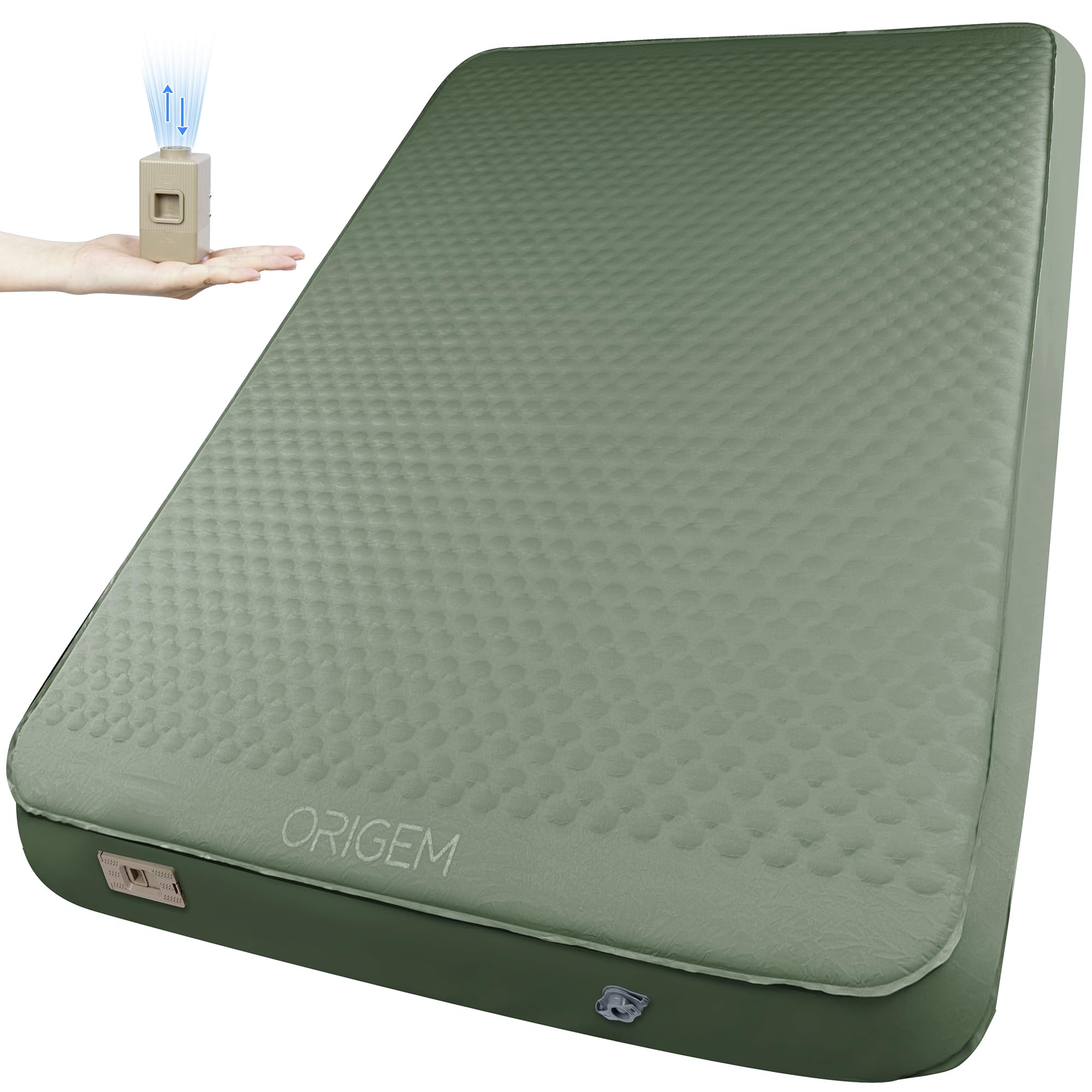 Origem Luftmatratze Camping 2 Personen 200x140 cm mit Elektrischer Pumpe, Isomatte Selbstaufblasend 10CM Dicker luftbett Matratze Schlafmatte Aufblasbar Langlebig Thermal für Outdoor, Wandern, Zelt