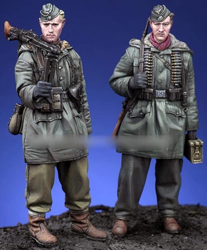 Miniatura 5 de Goodmoel Figuras de resina de infantería alemana de la Segunda Guerra Mundial 1/35 (2 personas), kit en miniatura de soldado sin montar y sin