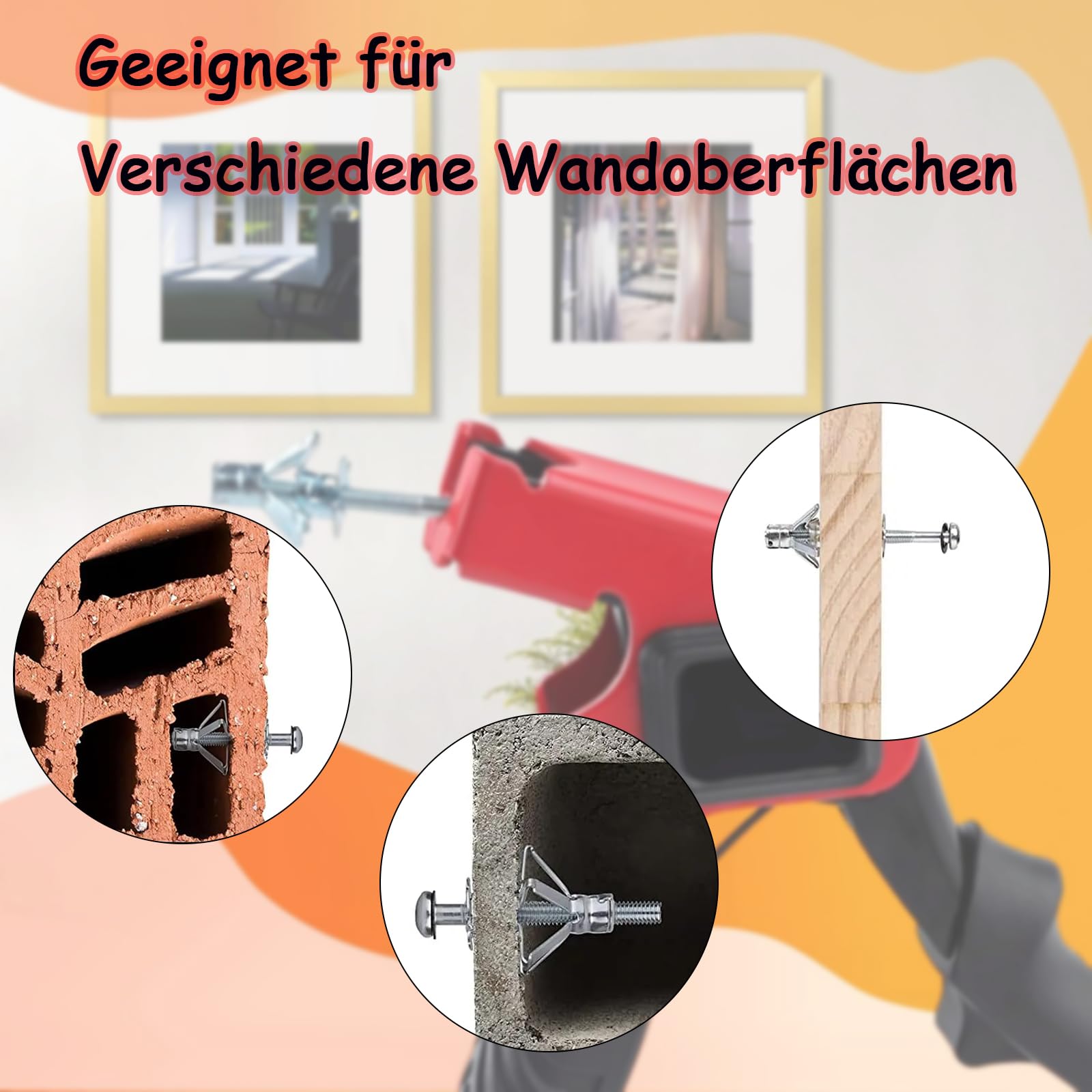 Montagezang für Hohlraumdübel Set, Hohlraumdübel Metal, Hohlraumbefestigung Montagezange, mit 30Pcs M4, M5, M6 Hohlraum Metalldübel mit Schrauben, Zum Befestigen von Wohndekorationen