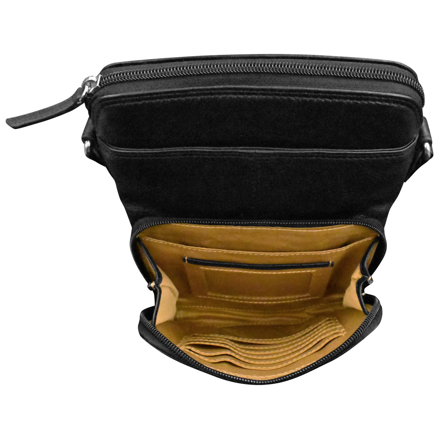 ili New York Damen Leder Schultertasche W/Seite Organisieren Umhängetasche