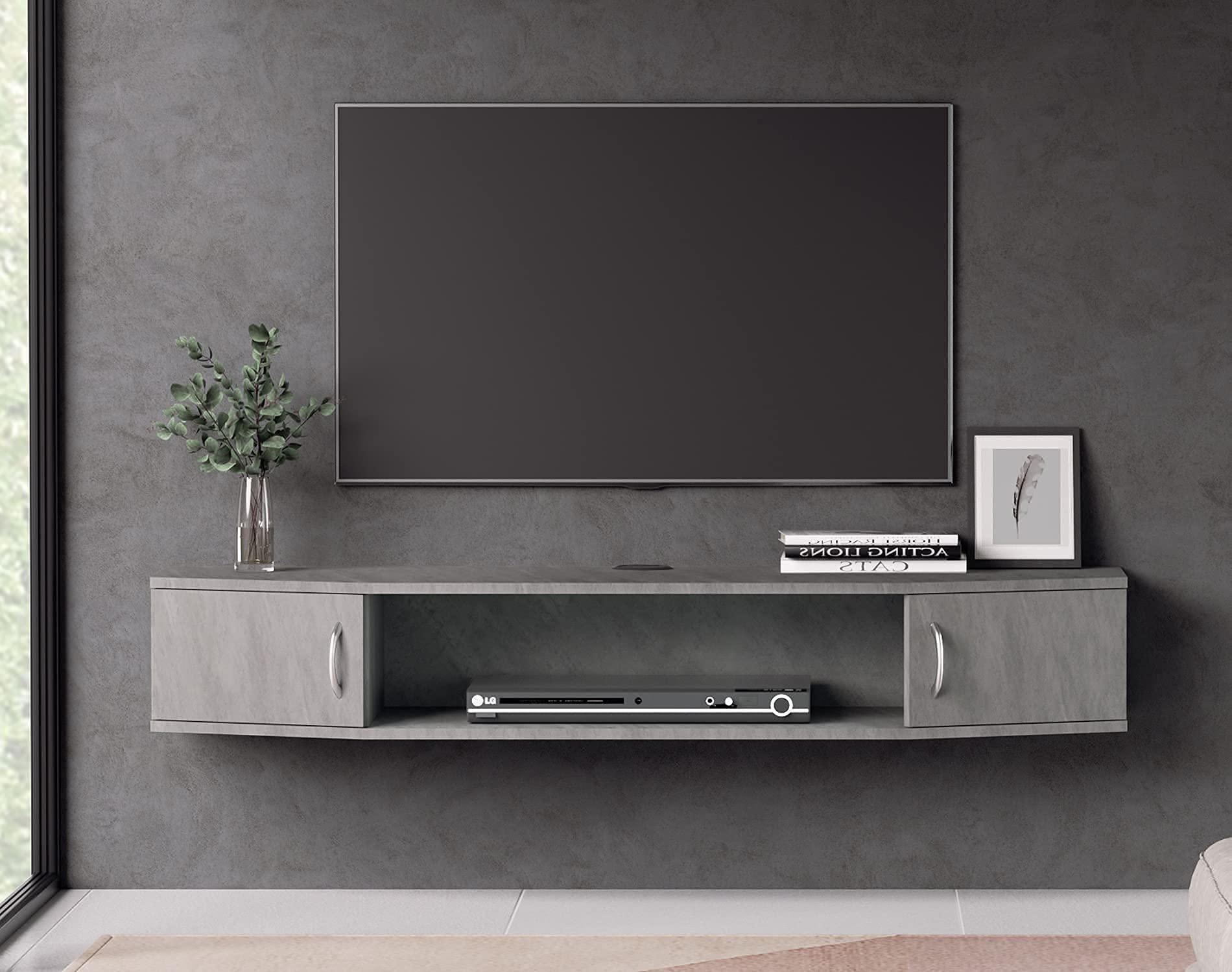 FITUEYES Floating TV Stand Wall Mounted Entertainment Center Media Console Storage Under