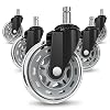 COSYLAND Office Rubber Chair Castors Replacement - Heavy-Duty Computer Gaming Desk Wheels Smooth & Safe Rolling for All Floors Hardwood and Carpet, Fits for 1-KEA Chairs Clear