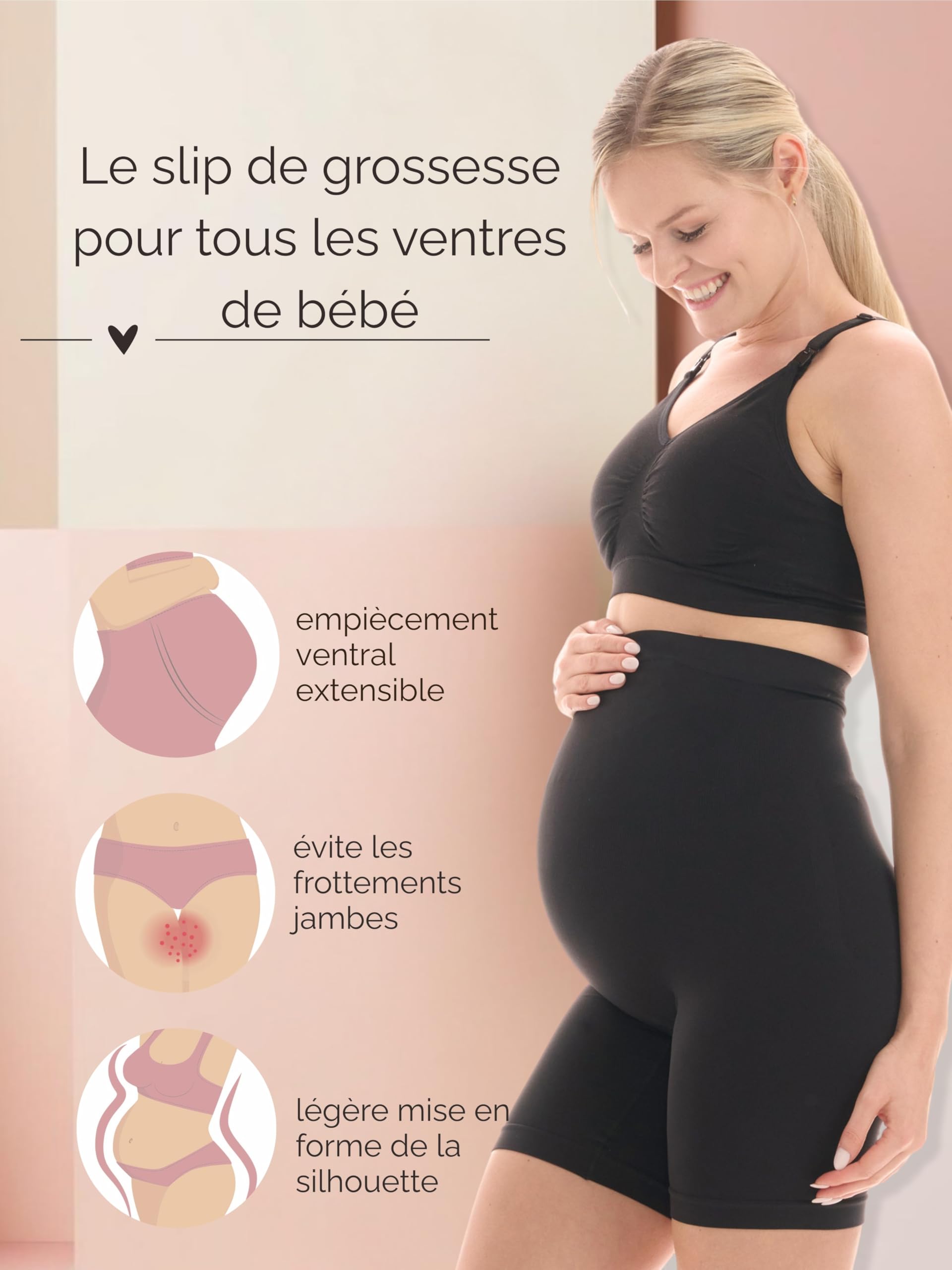 Herzmutter OekoTex100-5500 Maternity Panties - Pregnancy Panty - Anti Friction Thigh - Maternity Underwear - Under Dress - Pregnancy Shorty - Seamless - 3