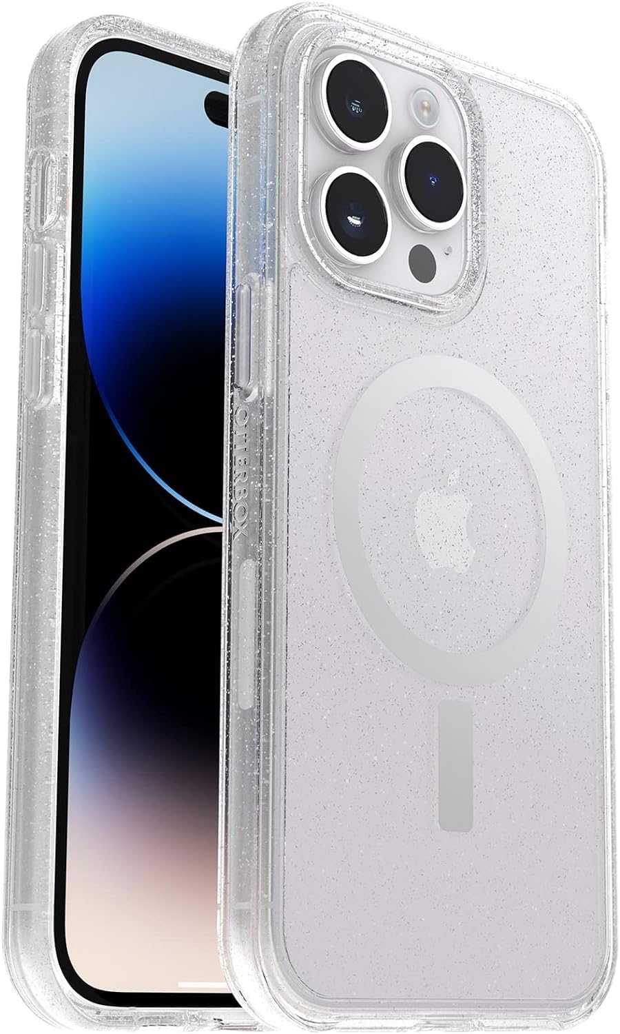OtterBox iPhone 14 Pro Max (Only) Symmetry Clear Series+ Case - Stardust (Clear/Glitter) - Ultra-Sleek - Snaps to MagSafe - Raised Edges Protect Camera & Screen - Non-Retail Packaging