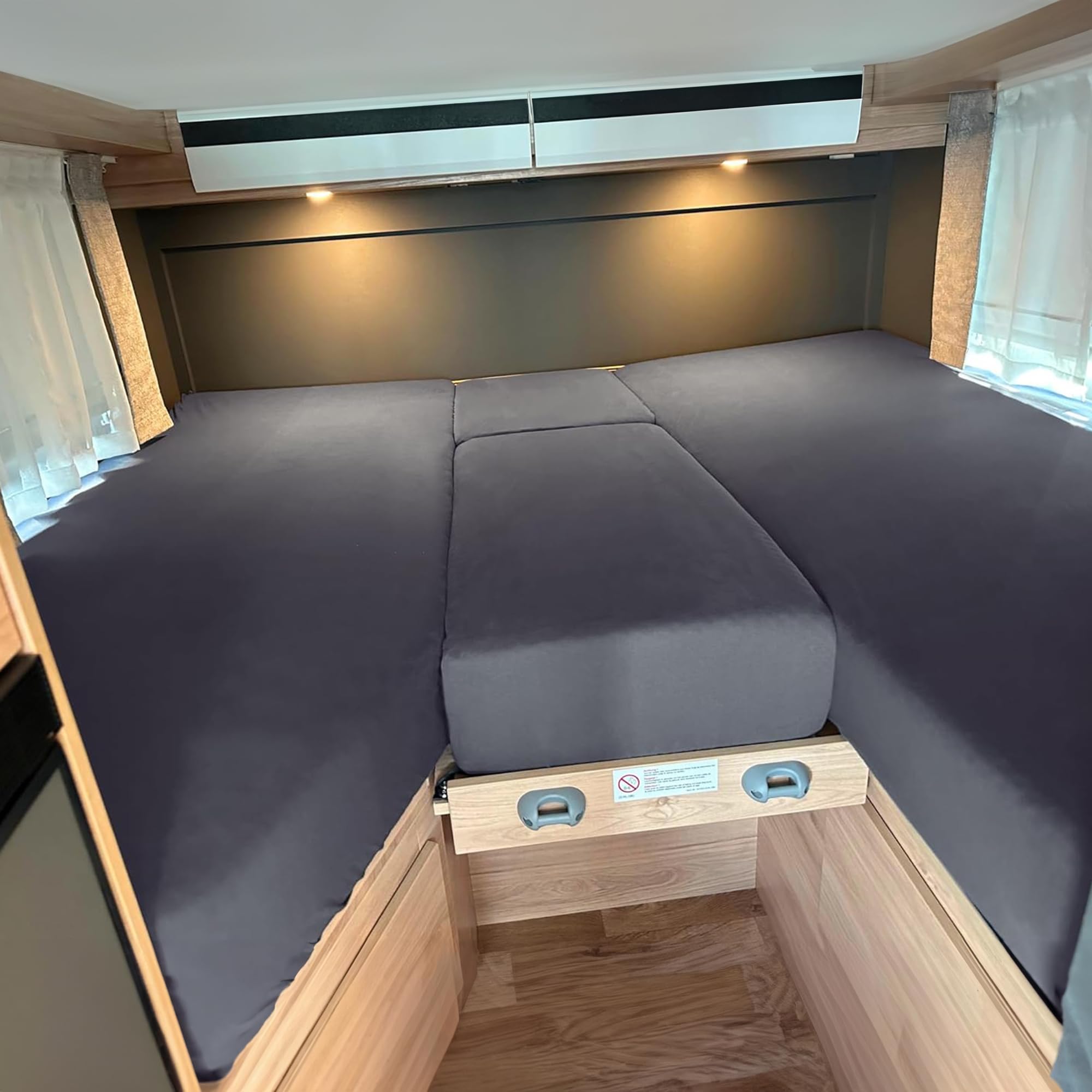 Lenzuola per Camper in 4 pezzi - Letti Francesi - Oeko-TEX - 100% Cotone - Antracite