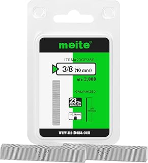 meite 23 Gauge Pin Nails, 3/8 Inch Micro Headless Pins - Galvanized 23GA Pins Nails for Nail Gun, Ideal for Fine Woodworking and Trim Work (2,000 Counts)