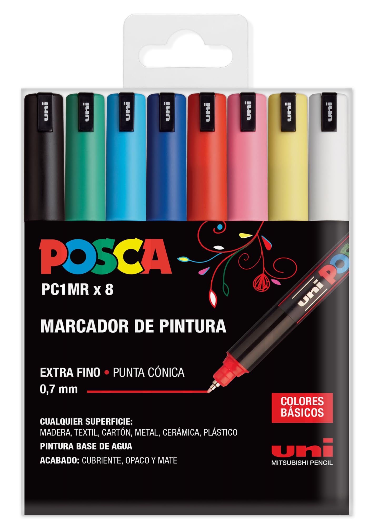 SET 8 MARCADORES 0,7MM POSCA PC-1MR