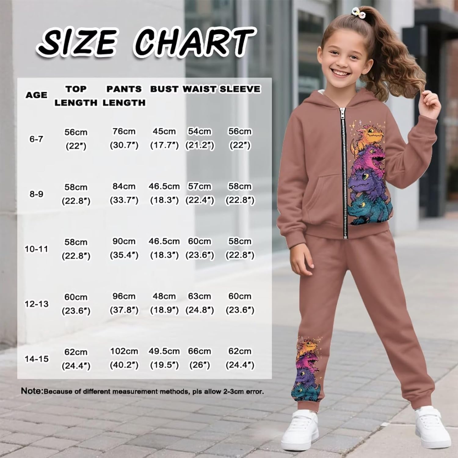 Dinosaur Kids 2 Pcs Clothes Sets Boys Full Zip Long Sleeve Hooded Sweatshirt and Leggings