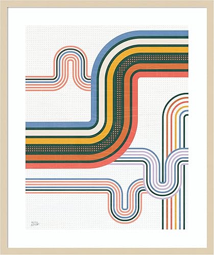 Amanti Art Framed Wall Art Print 33x28 Retro Subway I Bright by Melissa Averinos, Abstract Wall Art, Mid Century Modern Decor, Large Poster Painting