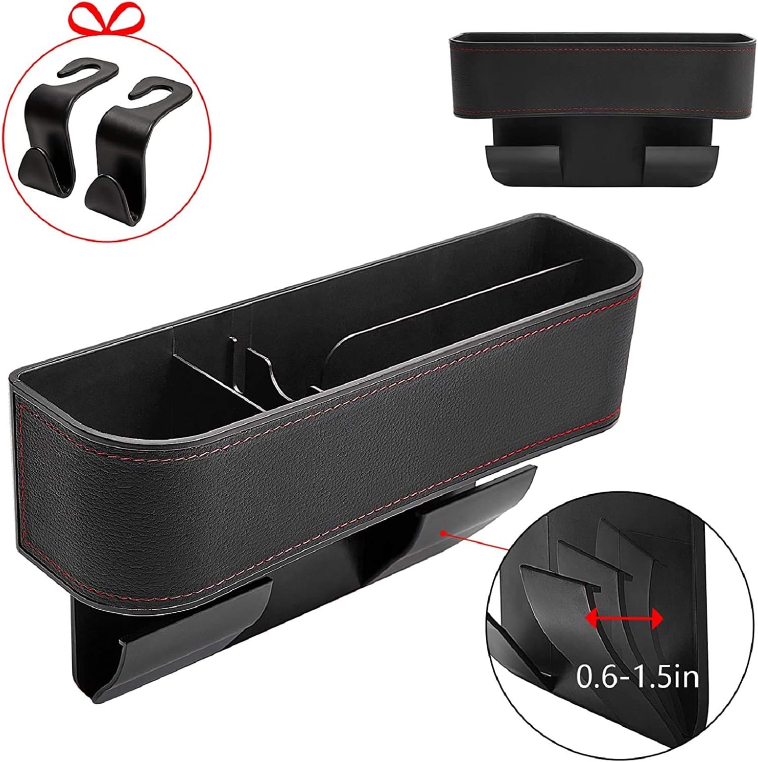 MADAXY Car Seat Organizer Front Seat Gap Filler, Car Organizer and Storage for Pocket, Phone, Keys Caddy, Multifunctional PU Leather Interior Accessories for Car