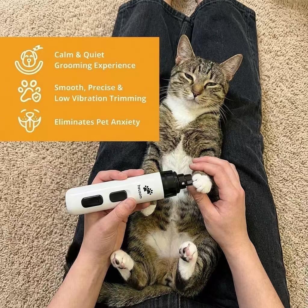 Pet Nail Grinder - Whisper Quiet Electric Claw Trimmer with Diamond Wheel, Safe Stress-Free for Dogs/Cats Pets, Alternative to Nail Scissors/Clippers