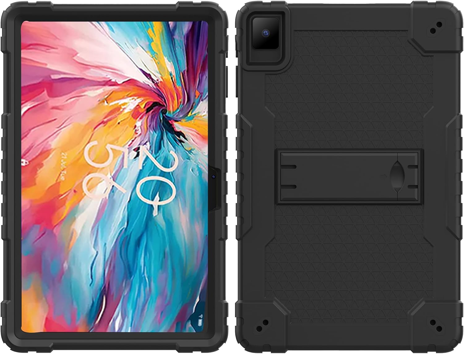 Mignova for TCL Tab Pro 5G Tablet Case Built in Rotating Kickstand/Shoulder Strap Hand Strap Hybrid Shockproof Armor Kids Friendly Case for Nokia T20/T21/Vastking KingPad M10 10.36 inch(Black+Black)