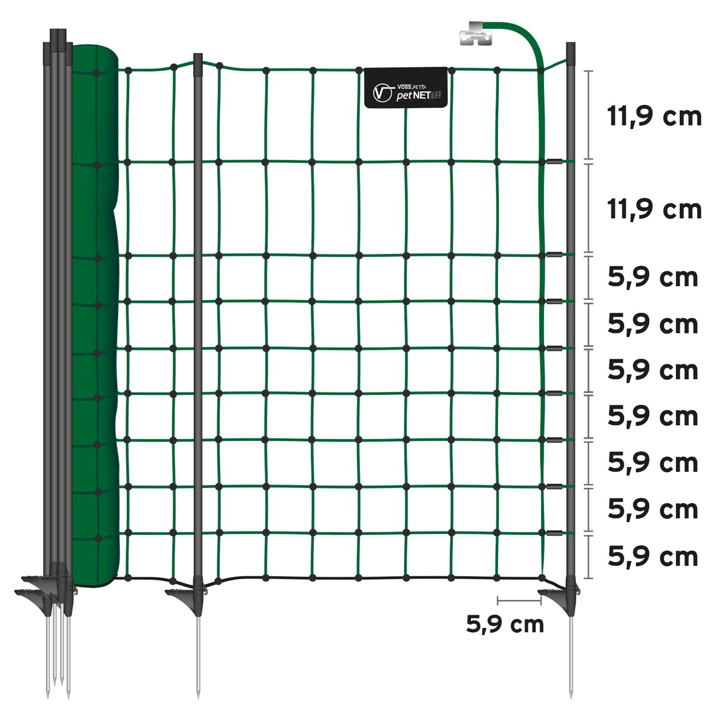 VOSS.PET Premium Meerschweinchen Zusammenklappbar Hundezaun 12m 65cm petNET® Elektronetz Welpenzaun Hundeauslauf