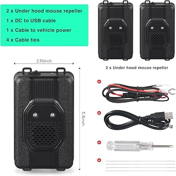 Car Rodent Repellent Under Hood Rat Repellent Ultrasonic with Strobe Light,3 Power Supply Rodent Repellent for Car Engines Squirrel Repellent for Car,Mouse Deterrent to Keeping Rodents Out of Car1 (4)