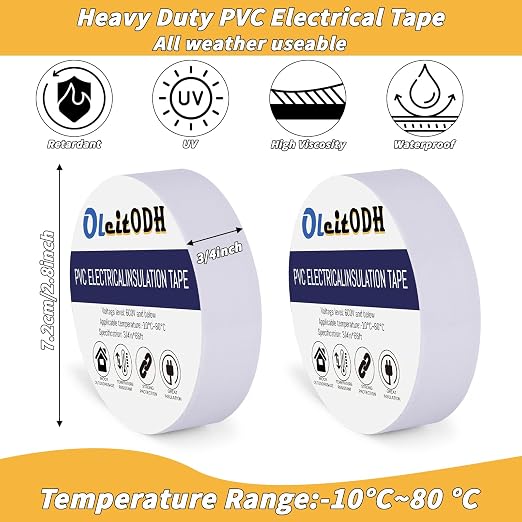 Cinta Aisladora Blanca 50 Rollos 3/4 pulg x 66 pies miniatura 3