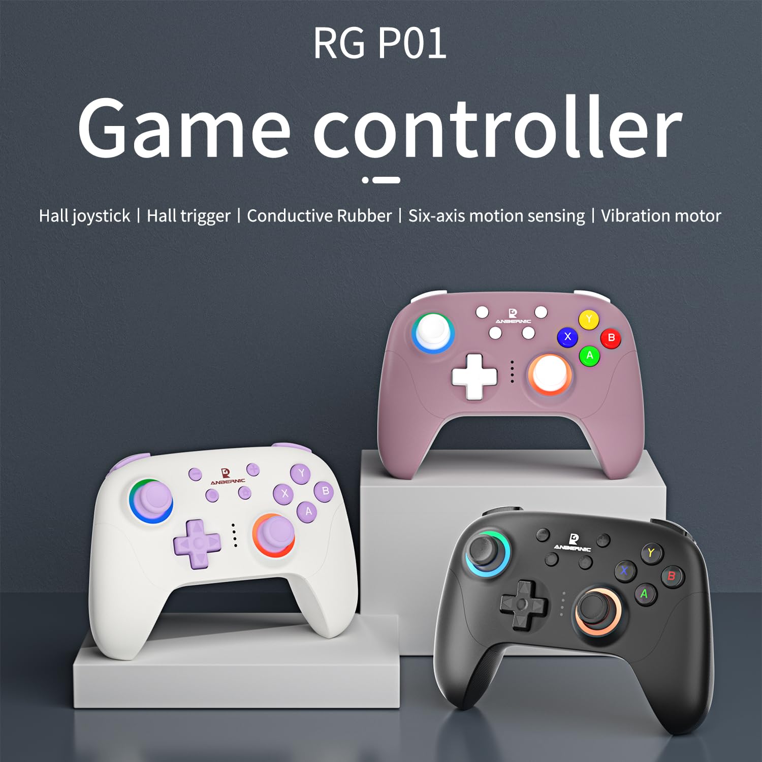 Ampown RG P01 Wireless Gaming Controller Compatible with Switch Game Controllers RG P01 2.6G Controller Gamepad for Bluetooth/PC/Steam/iOS/Android/Switch Hall Effect RGB Lights - Image 2