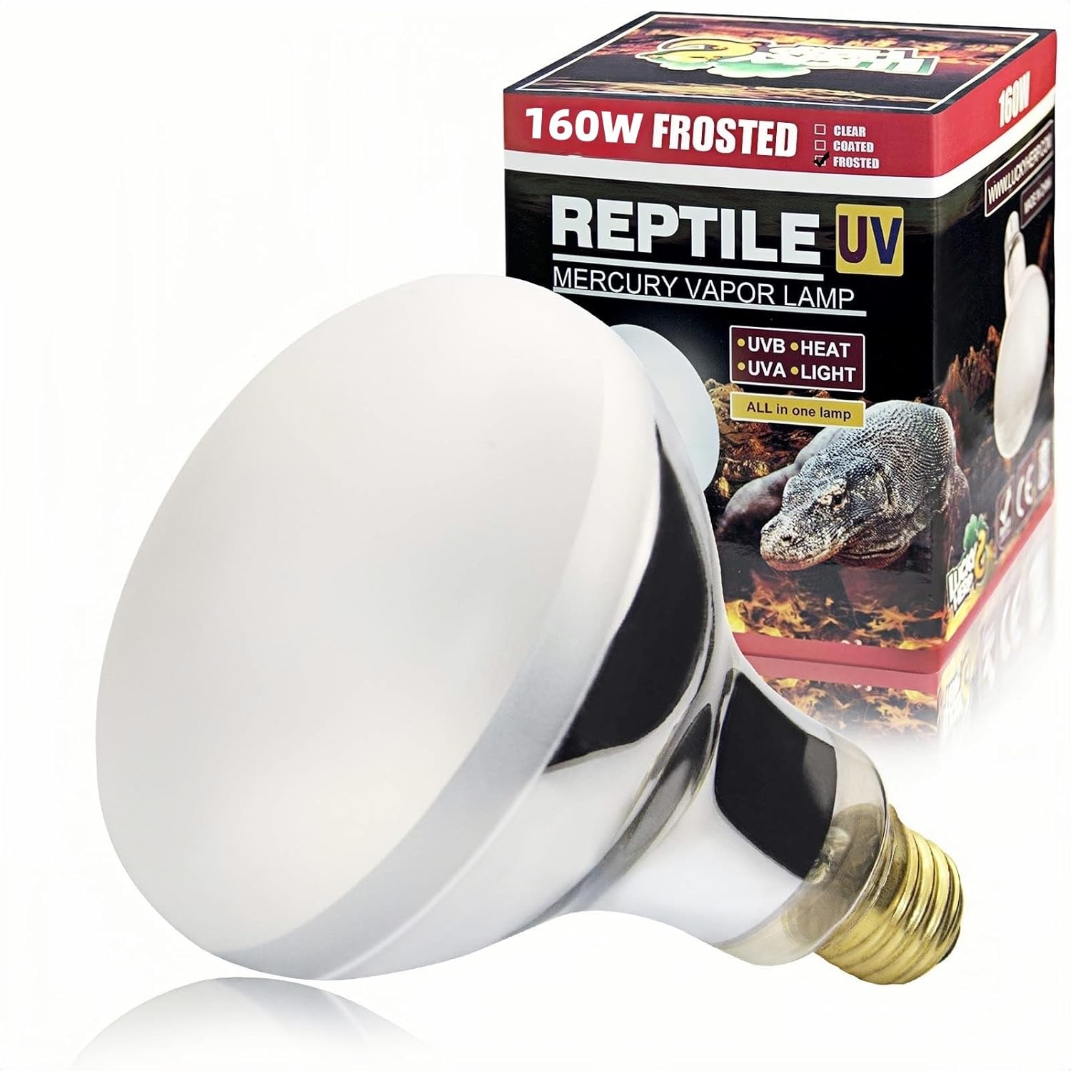 LUCKY HERP UVA UVB Wärmelampen-Terrarium, E27 Reptilien-UVB-Lampen-Terrarium 160 W, D3 UV-Spot-Lampe für Schildkröten, Bartagamen, Eidechsen, Geckos LUCKY HERP UVA UVB Wärmelampen-Terrarium, E27 Reptilien-UVB-Lampen-Terrarium 160 W, D3 UV-Spot-Lampe für Schildkröten, Bartagamen, Eidechsen, Geckos