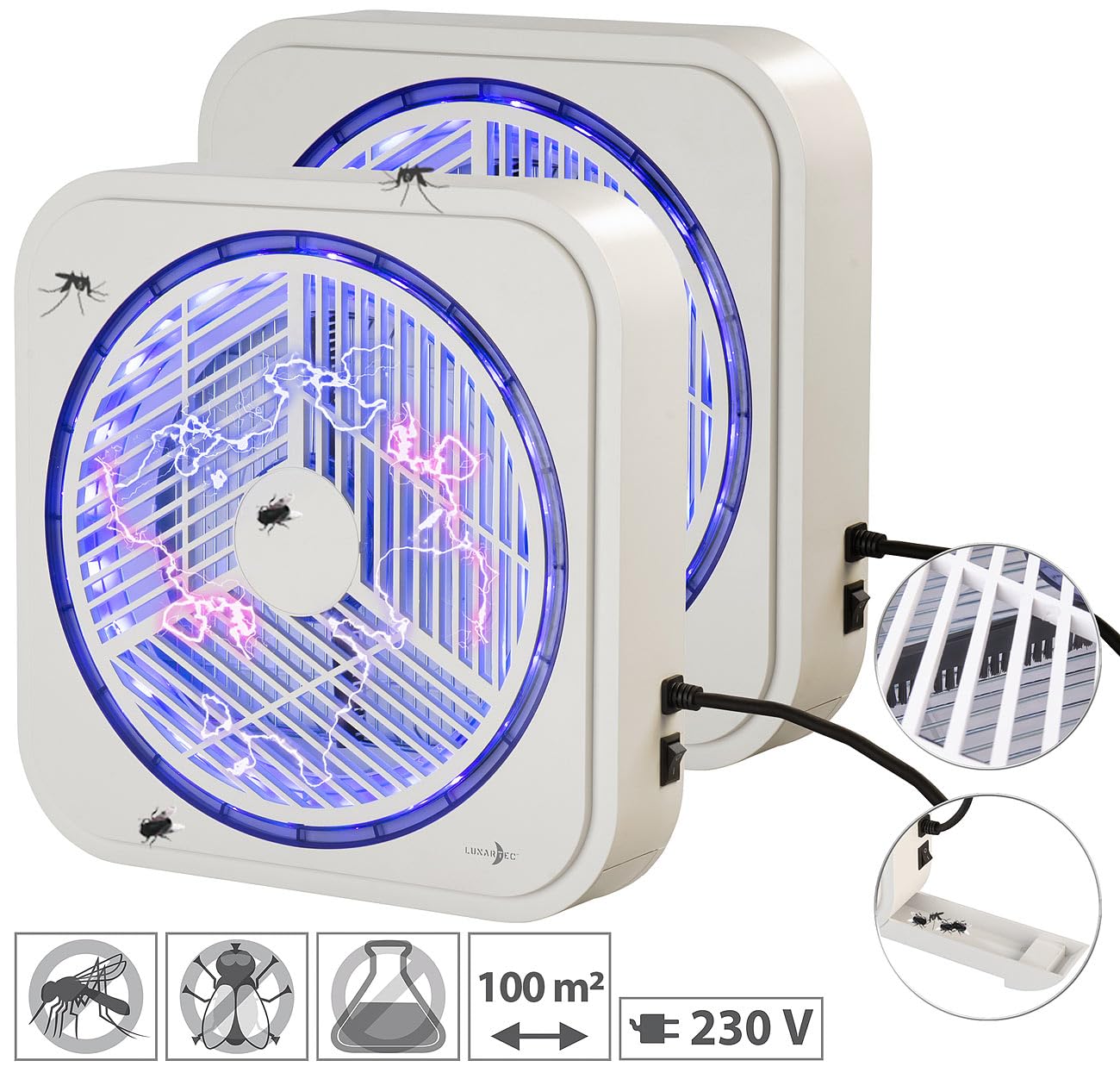 Lunartec UV-Mückenlampe: 2er Set UV-Insektenvernichter zur Wandmontage, mit Selbstreinigung (LED-Insektenvernichter, Fliegenfalle)