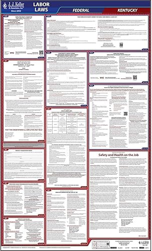 Miniatura 2 de Póster de la ley laboral federal y de Kentucky 2026 (inglés, estado de KY), póster laminado todo en uno que cumple con OSHA, J. J. Keller &