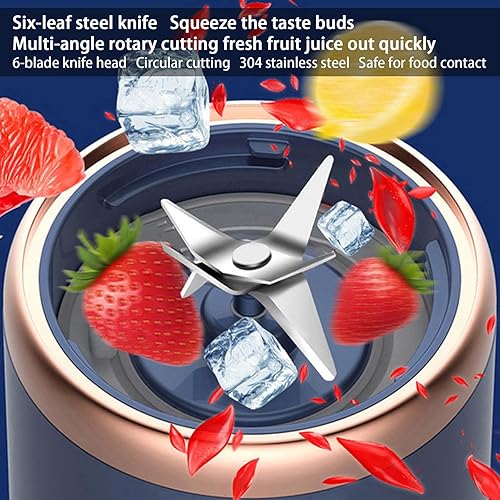 Miniatura 6 de Licuadora portátil, vaso exprimidor eléctrico inalámbrico de 14 onzas, recargable por USB, fuerte potencia de corte, mezcladores de frutas, vaso